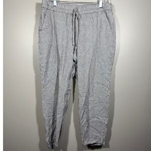 J. Crew Re-Imagined Striped Linen Blend Drawstring Cropped Pants‎ Size 10